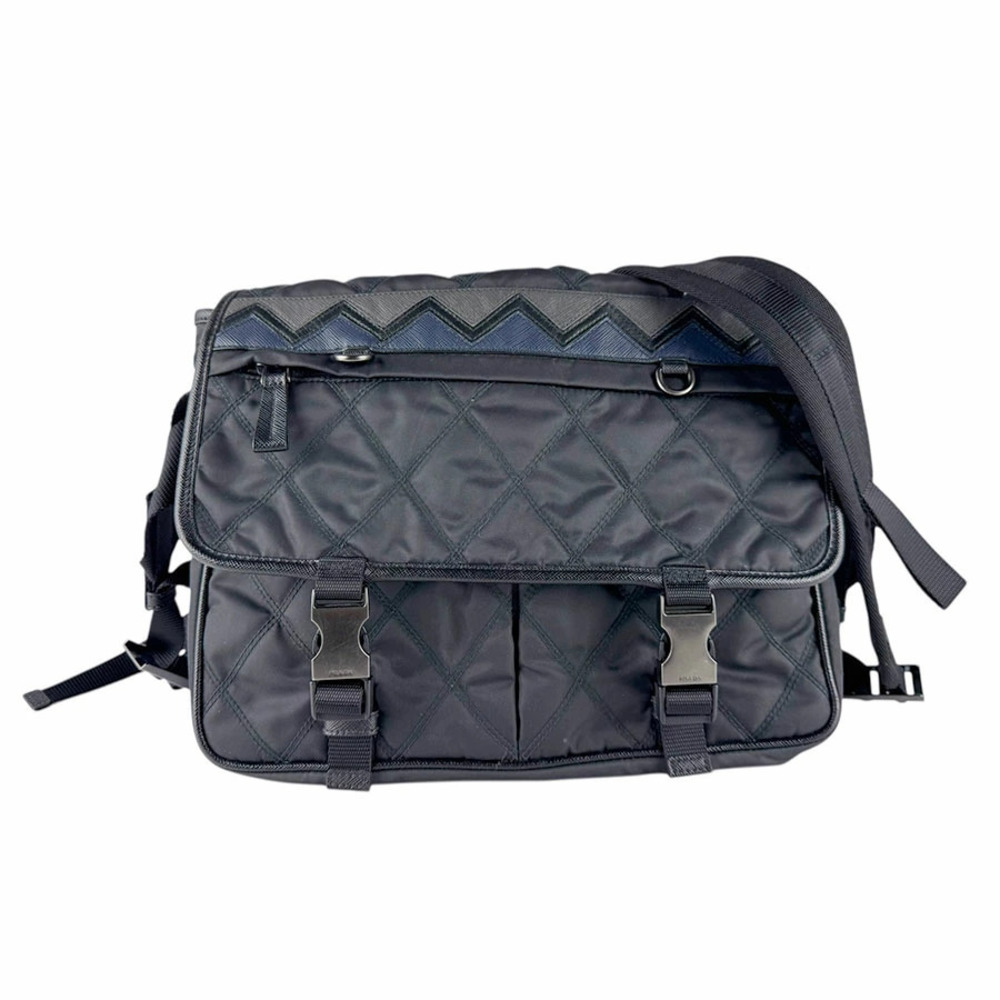 Prada Tessuto Messenger Bag quilted Black